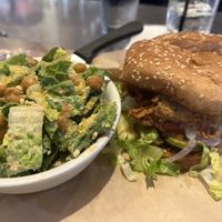 Fried mushroom patty with Caesar salad  at BRGR Bar in Portsmouth
