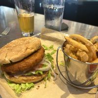 Fried falafel patty with fries  at BRGR Bar in Portsmouth