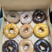There were two flavors that had honey, everything else (pictured in this box) is vegan    at Holey Grail Donuts in Honolulu