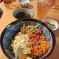 Tea, salad, soup and bibimbap, 10€ at Dal Tokki in Berlin
