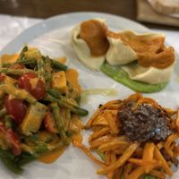 Pumpkin ravioli, bean salad, caramelised onion and sweet potatoes  at Brac Libreria di Arte Contemporanea in Florence