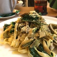 dry pasta with spinach and artichoke  at Brac Libreria di Arte Contemporanea in Florence