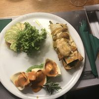 Tortelloni, carpaccio, sweet potato mixed plate.  at Brac Libreria di Arte Contemporanea in Florence