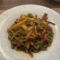 fettuccine with oat cream and seitan  at Rustika in Osijek