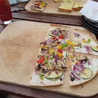 Served flamkuchen (half finished) at Le Feu in Hannover