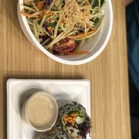 Papaya salad and spring rolls   at Naked Earth Cafe in Central Singapore