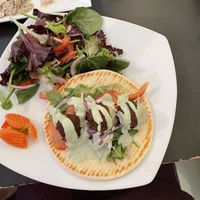 Falafel pita with side salad at Sultan Mediterranean Grill in Moab