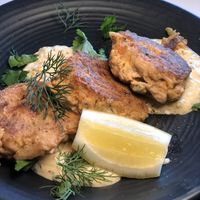 Crab cakes with celery root remoulade at Liora in Baltimore
