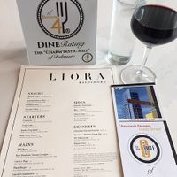 The Liora-Baltimore menu and Charm'tastic Mile Brochure. at Liora in Baltimore