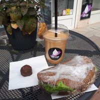 Hummus sandwich, snickers milkshake, cherry rocher at Drop in Ohrid