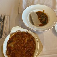 Lasagna and cashew cheese  at Kaneo Summer Garden in Ohrid