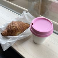 Oat latte and vegan croissant   at Pâtisserie Zébulon in Montreal