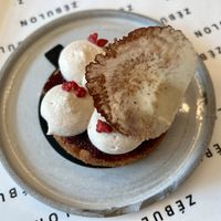 Red fruits almond tart  at Pâtisserie Zébulon in Montreal