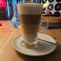 Oat milk latte at Naleśnikarnia Gramofon in Poznan