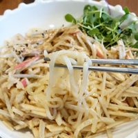 Burdock root noodle salad - close-up at Mothers Table in Seoul