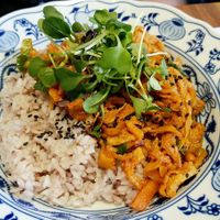 Spicy Fried Tofu Stir-Fry on rice at Mothers Table in Seoul