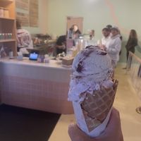 Marion-berry on top and strawberry shortcake on bottom  at Kate's Ice Cream in Portland