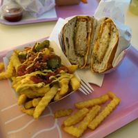 Fish burger + Loaded fries at Naked Burger - 6ème in Paris