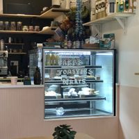 Cafe counter and display fridge  at Nāmaka in Broadstairs