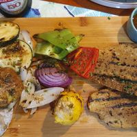 Griled Seitan plate with veggies at Santo Seitan in Sao Miguel