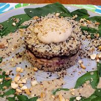 Beets, quinoa and Azorean pineapple at Santo Seitan in Sao Miguel