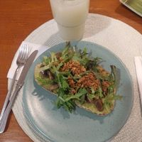 Vegan mushroom bruschetta 🌿 at Santo Seitan in Sao Miguel