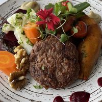 Beyond meat burger with vegetables   at Sea View in Porto Moniz