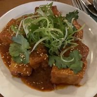 Tofu with gochujang and sesame (£12)  at Sylvan in Glasgow