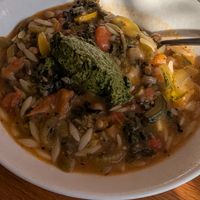 Minestrone with wild garlic pesto at Sylvan in Glasgow