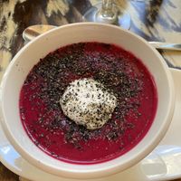 Beetroot soup at La Mujer de Verde in Mallorca