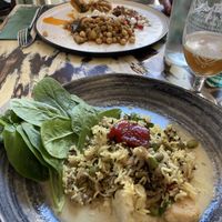 Rice and curry, and a mezze platter at La Mujer de Verde in Mallorca