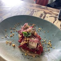 Vegan cheese and peppers coca at La Mujer de Verde in Mallorca