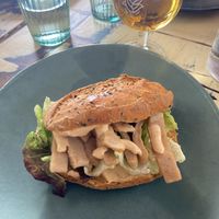 Heura and mayonnaise baguette  at La Mujer de Verde in Mallorca