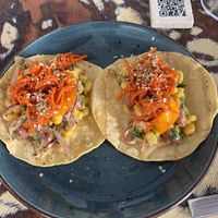 Tacos with carrot, beans and corn entree at La Mujer de Verde in Mallorca