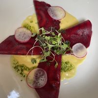 Beet root ravioli   at La Mujer de Verde in Mallorca