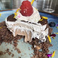 Inside of the delish dessert    at La Mujer de Verde in Mallorca