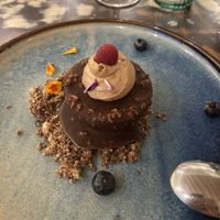 Hazenul desert with coffee ice cream center  at La Mujer de Verde in Mallorca