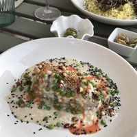 Aubergine with almond cream  at La Mujer de Verde in Mallorca