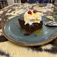 Chocolate Brownie with Passion Fruit Sauce   at La Mujer de Verde in Mallorca