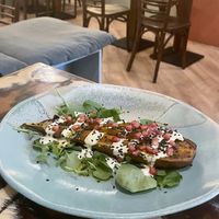 Eggplant with tahinii  at La Mujer de Verde in Mallorca