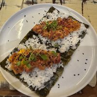 Japanese “tuna” watermelon taco with mild chili mayo at La Mujer de Verde in Mallorca