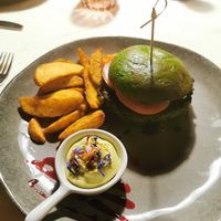 Green burger and chips, was around €20 at Zum Turm in Kastelruth