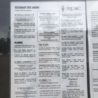 The menu  at Côté Jardin in Salignac-eyvigues