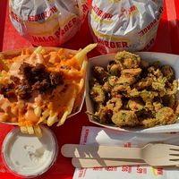 Deep-fried jalapenos and Halo fries at Halo Burger in Brighton