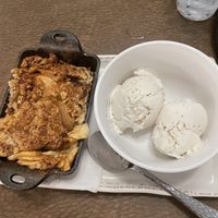 This was my dessert! Hot apple fritter with coconut ice cream!  at Picazzo's Healthy Italian Kitchen in Gilbert