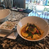 Red Coconut Thai Curry with Toasted Coconut Jasmine Rice at Wallace's at the Greenhouse in Homosassa