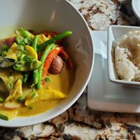 Carribean curry with coconut rice at Wallace's at the Greenhouse in Homosassa