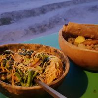 Zanzibar noodles and i-tal stew at Sativa Café Zanzibar in Zanzibar