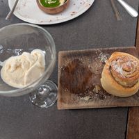 Vanilla ice cream, cinnamon roll at Tribearth  in Diani Beach