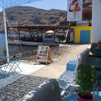 Cute cafe in the port at Avli Cafe in Thirasia